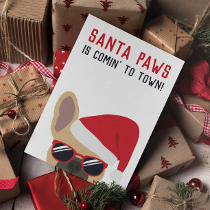 Santa Paws Christmas Light Fawn French Bulldog Card