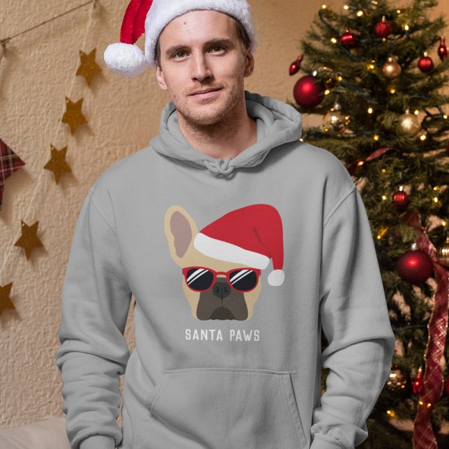 Santa Paws Christmas Light Fawn French Bulldog Hoodie (Creator Uploaded)