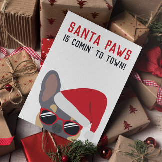 Santa Paws Christmas Lilac Tan French Bulldog Card