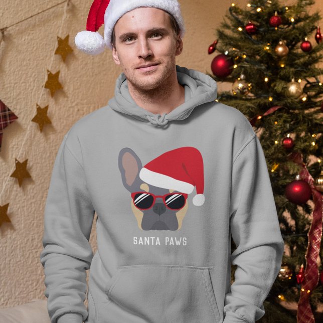 Santa Paws Christmas Lilac Tan French Bulldog Hoodie (Creator Uploaded)
