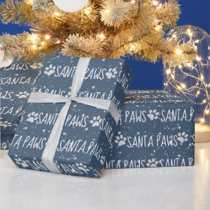 Santa Paws Christmas Pawprints  Wrapping Paper