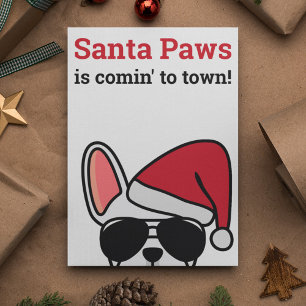 Santa Paws Christmas White French Bulldog Card