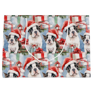 Santa Paws Christmas Wrap Frenchie Edition Large Gift Bag