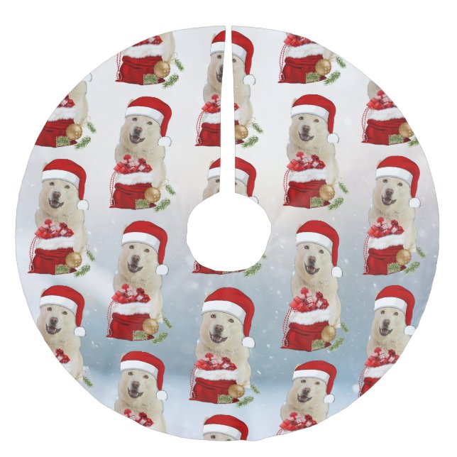 Santa Paws - Crystal the Husky Dog Brushed Polyester Tree Skirt (Front)