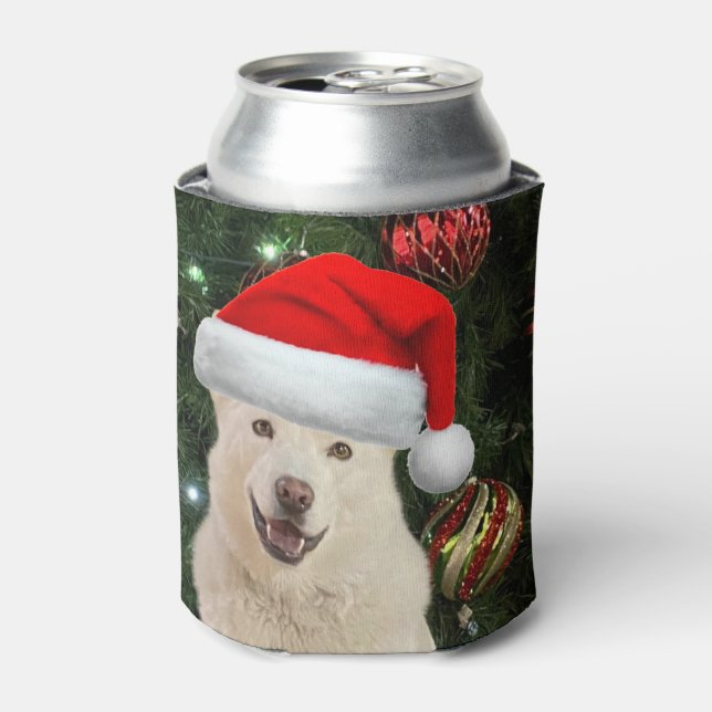Santa Paws - Crystal the Husky Dog Christmas Can Cooler (Can Front)