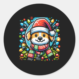 Santa Paws Cute Christmas Dog Design For Animal Lo Classic Round Sticker