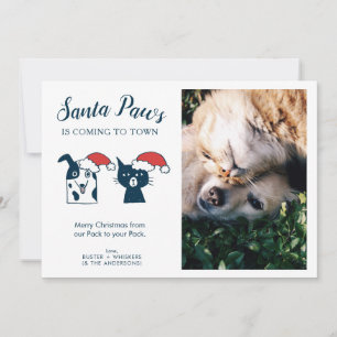Santa Paws   Cute Pet Photo Christmas Holiday Card