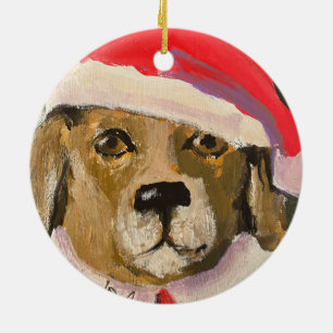 Santa Paws dog santa porcelain ornament