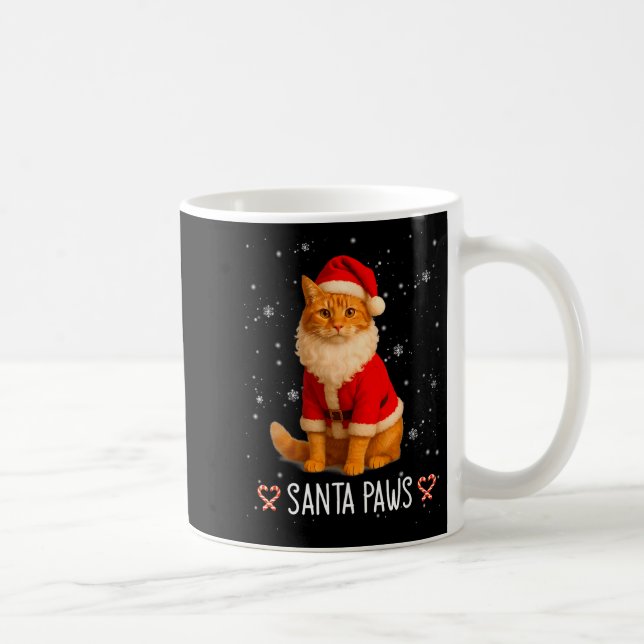 Santa Paws Funny Orange Tabby Cat Christmas Holida Coffee Mug (Right)