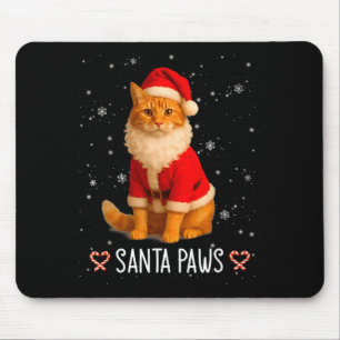 Santa Paws Funny Orange Tabby Cat Christmas Holida Mouse Pad