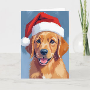 Santa Paws Golden Retriever Puppy Christmas Card