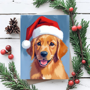 Santa Paws   Golden Retriever Puppy Christmas Holiday Postcard