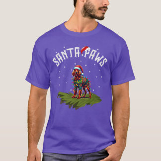 Santa Paws Happy Irish Setter Wrapped in Christmas T-Shirt