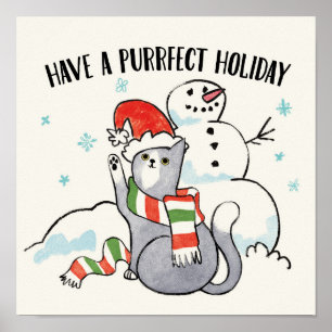 Santa Paws   Have A Purrfect Holiday Poster