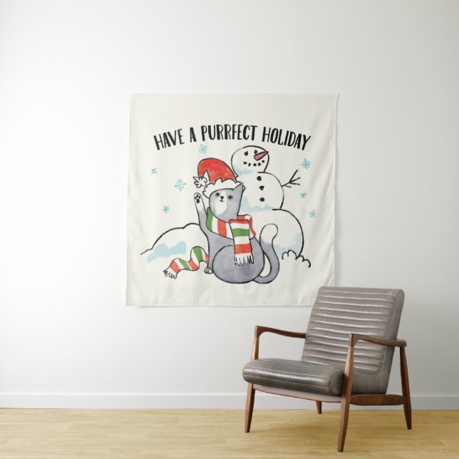 Santa Paws | Have A Purrfect Holiday Tapestry (In Situ (Horizontal))