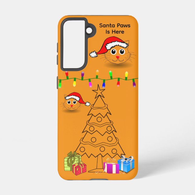 Santa Paws Is Here Cat Galaxy Case – Orange (Back)