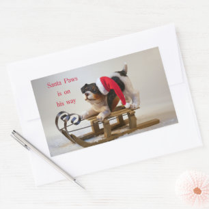 Santa Paws is on His Way Rectangular Rectangular S Sticker
