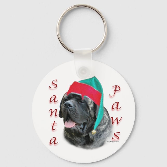 Santa Paws Mastiff Keychain (Front)
