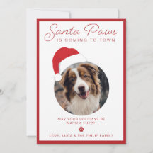Santa Paws Pet Photo Holiday Card