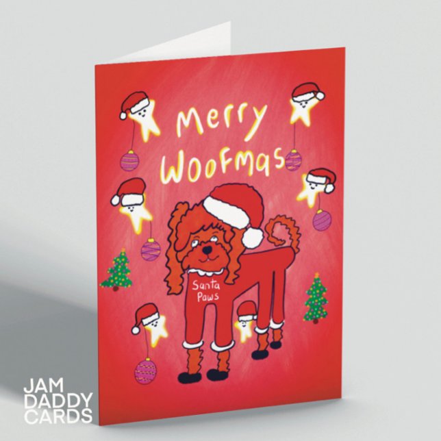 Santa Paws Poodle Christmas  Holiday Card (Creator Uploaded)