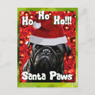 Santa Paws PUG Holiday Postcard