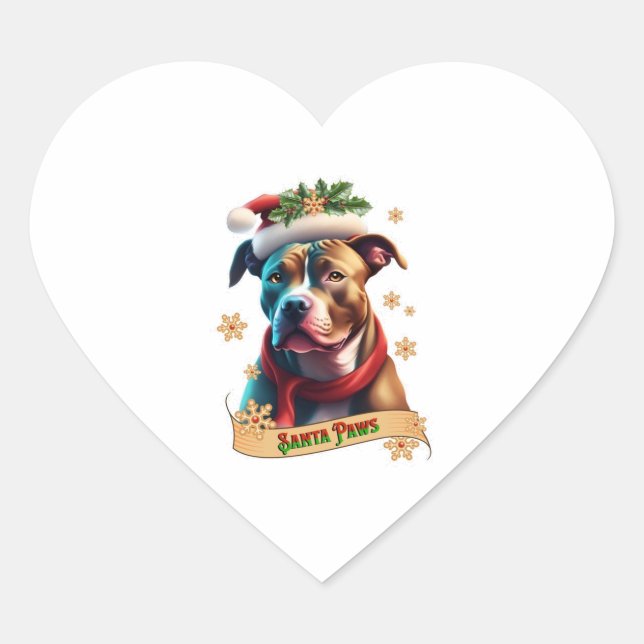 Santa Paws  Top Heart Sticker (Front)