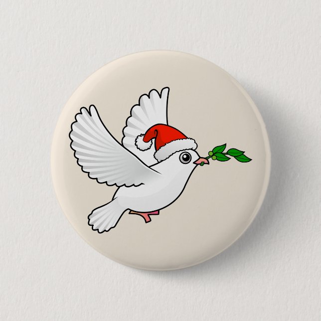 Santa Peace Dove 6 Cm Round Badge (Front)