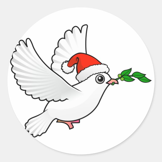 Santa Peace Dove Classic Round Sticker (Front)