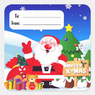 Santa Peace Sign Christmas Labels