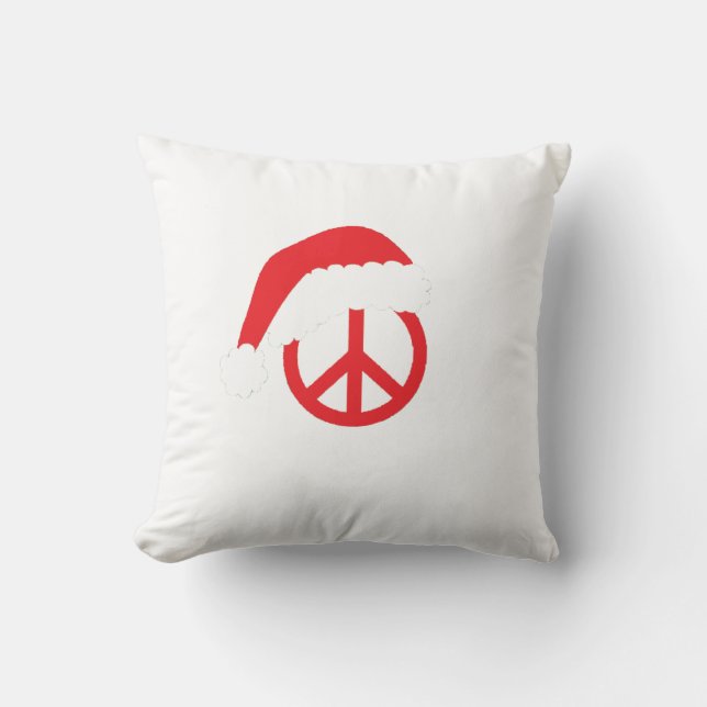 Santa Peace Sign Ho Ho Ho with Santa Hat Cushion (Front)