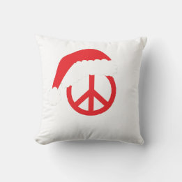 Santa Peace Sign Ho Ho Ho with Santa Hat Cushion
