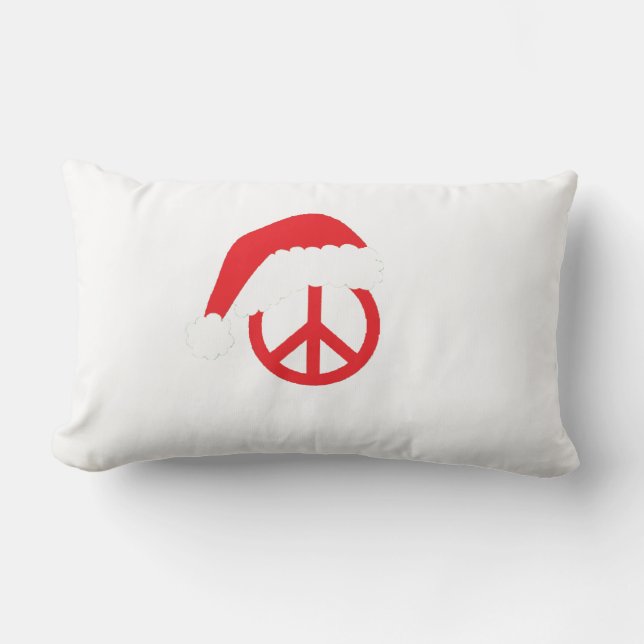 Santa Peace Sign Ho Ho Ho with Santa Hat Lumbar Cushion (Front)