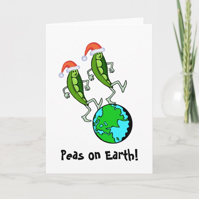 Santa Peas on Earth Holiday Card (Front)