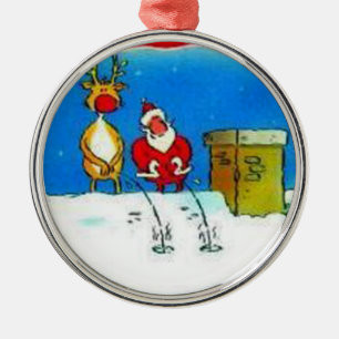 Santa Peeing Christmas Tree Ornament