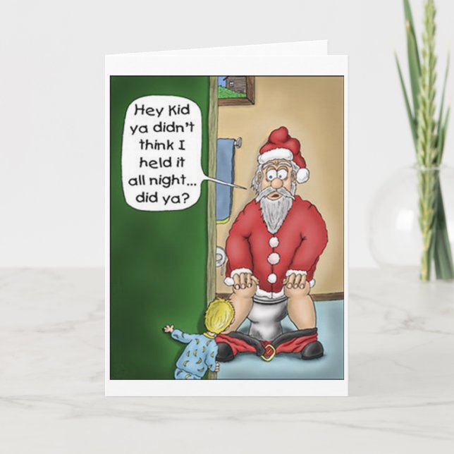 Santa Peeing Holiday Card (Front)