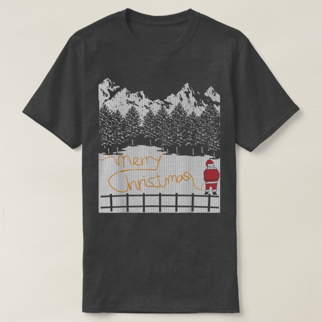 Santa Peeing Merry Christmas T  T-Shirt (Design Front)