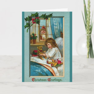 Santa Peek Vintage Christmas Card