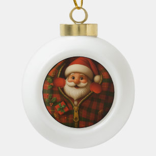 Santa Peekaboo Cozy Christmas Ornament