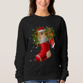 Santa Pekingese In Christmas Sock Pajama Sweatshirt