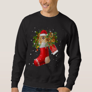 Santa Pekingese In Christmas Sock Pajama Sweatshirt