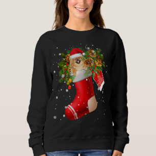 Santa Pekingese In Christmas Sock Pajama Sweatshirt