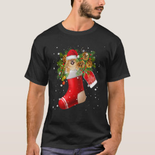 Santa Pekingese In Christmas Sock Pajama T-Shirt