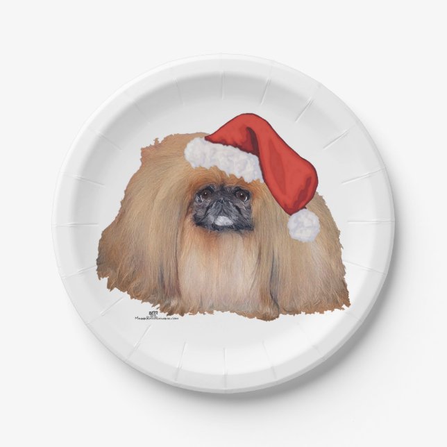 Santa Pekingese Paper Plate (Front)