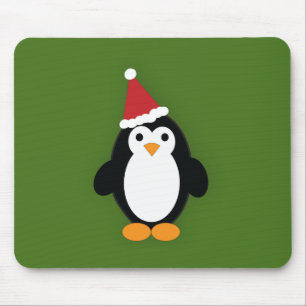 Santa Penguin Mouse Pad