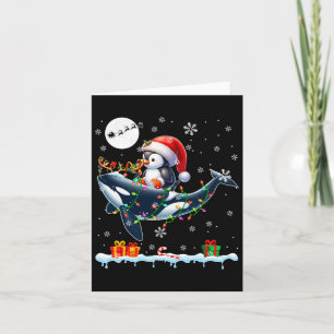 Santa Penguin Riding Orca Reindeer Christmas Sea A Card