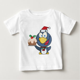 Santa Penguin with Christmas Cake Baby T-Shirt