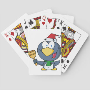 Santa Penguin with Jingle Bell Playing Cards