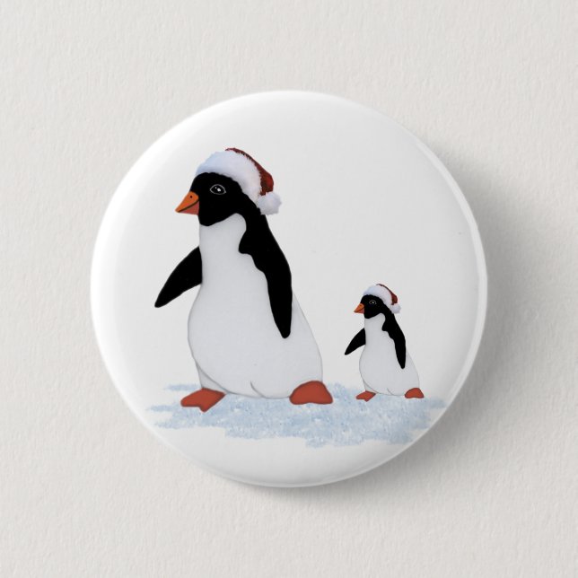 Santa Penguins Button (Front)