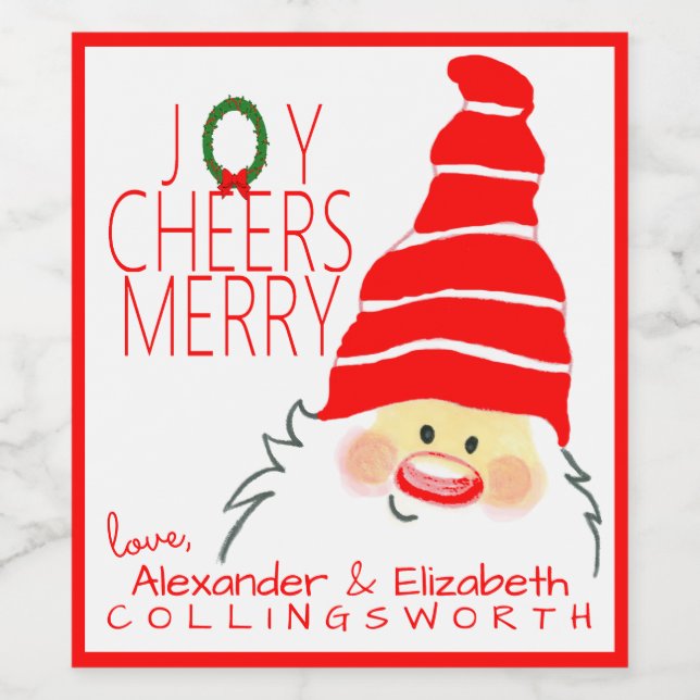Santa Personalised Christmas Wine Bottle Label (Single Label)