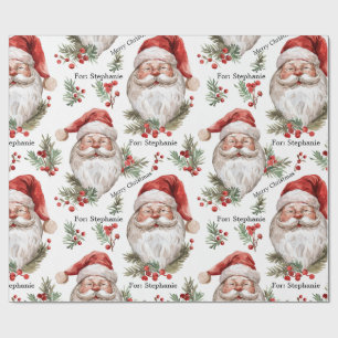 Santa Personalize Name Christmas Large Scale Wrapping Paper